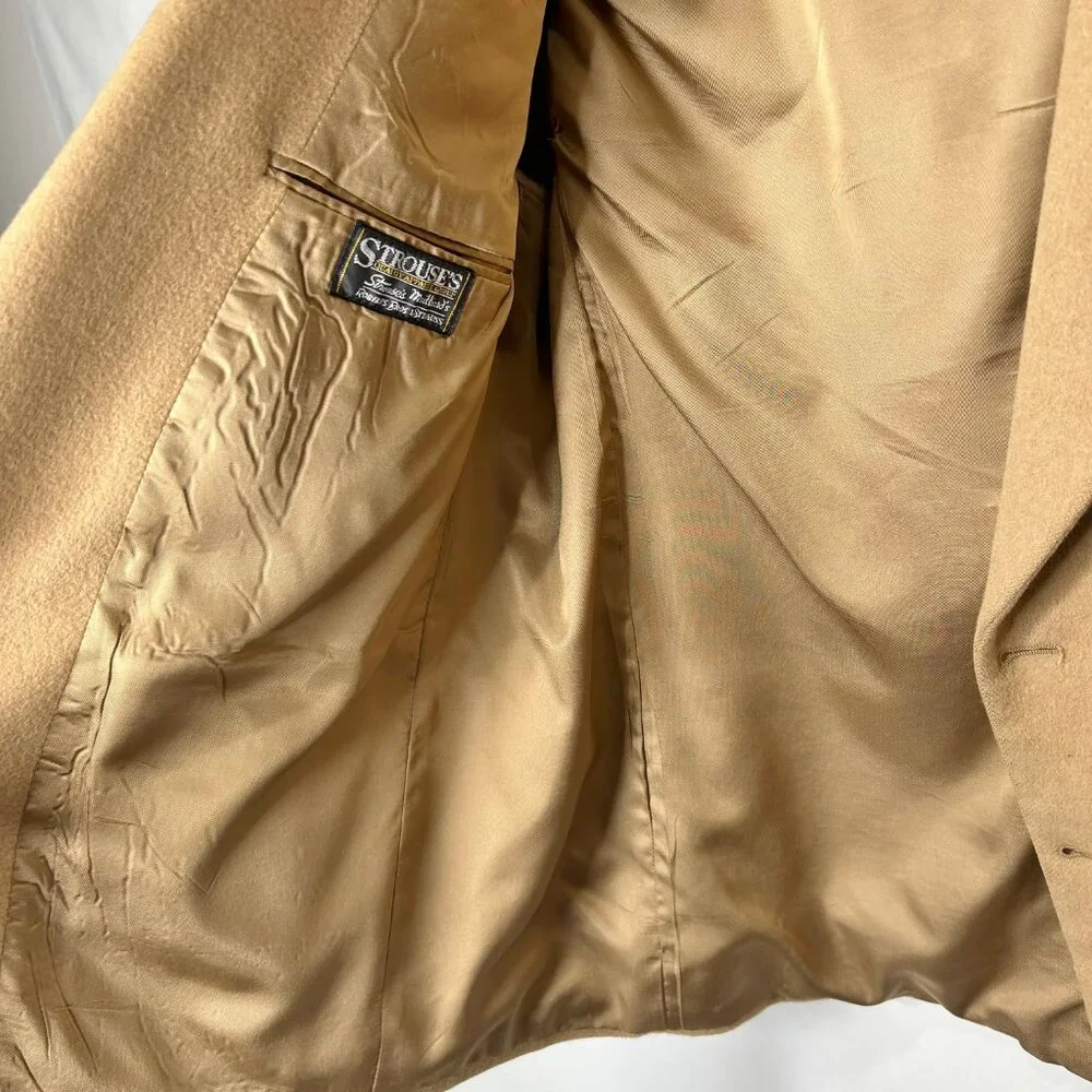Strouse’s Men’s Jacket sz 46R? 100% Camel Hair Sport Blazer Tan Soft USA